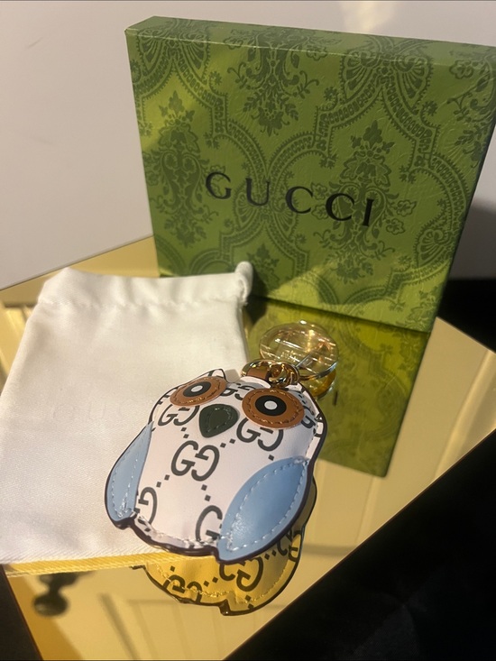 Gucci Accessories - Gucci Cream GG Owl Keychain with Blue Wings and Tan Eye Accents